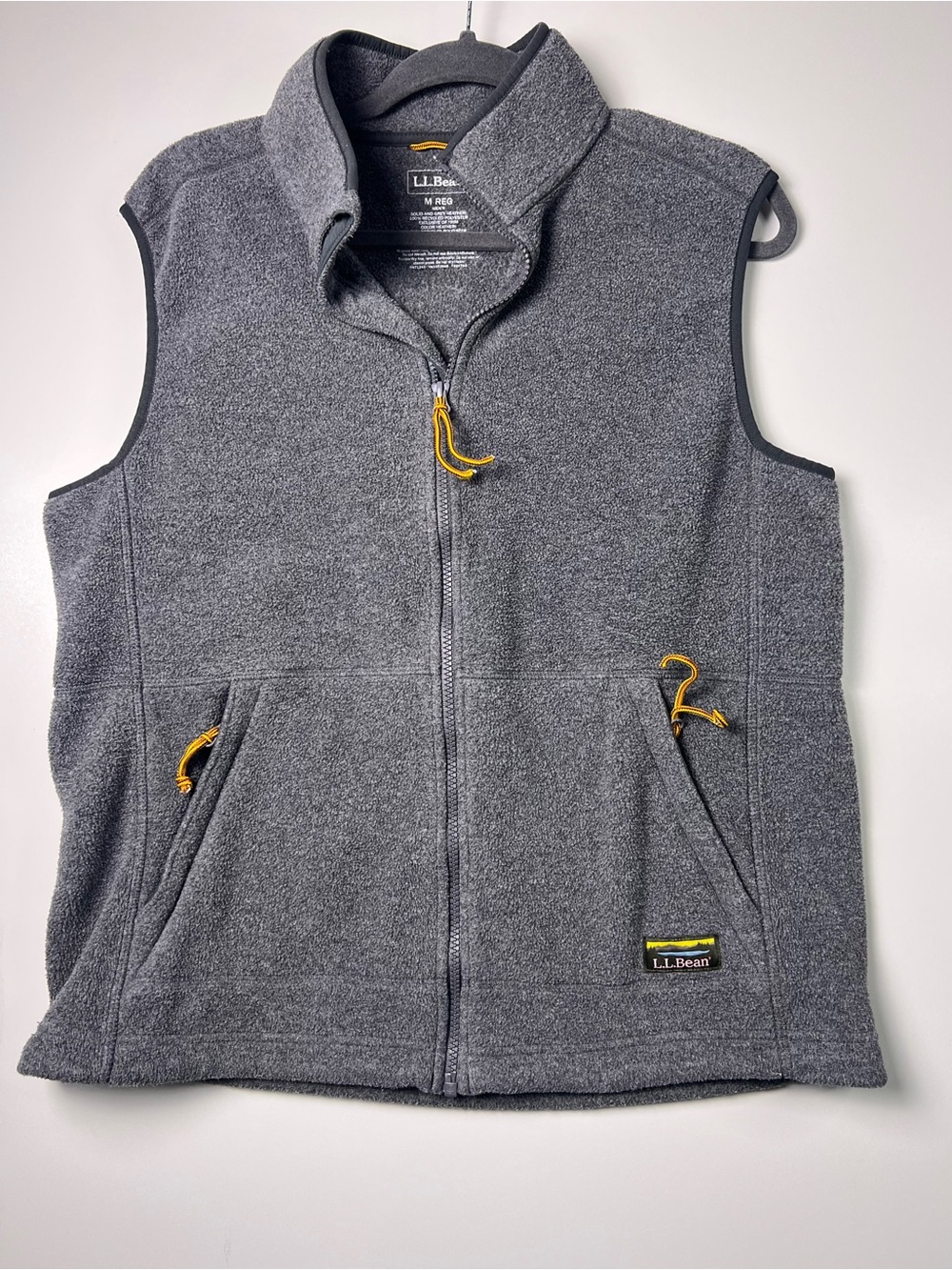 L.L.Bean Men’s Gray Full Zip Vest Stand-Up Collar Pockets Size M Regular